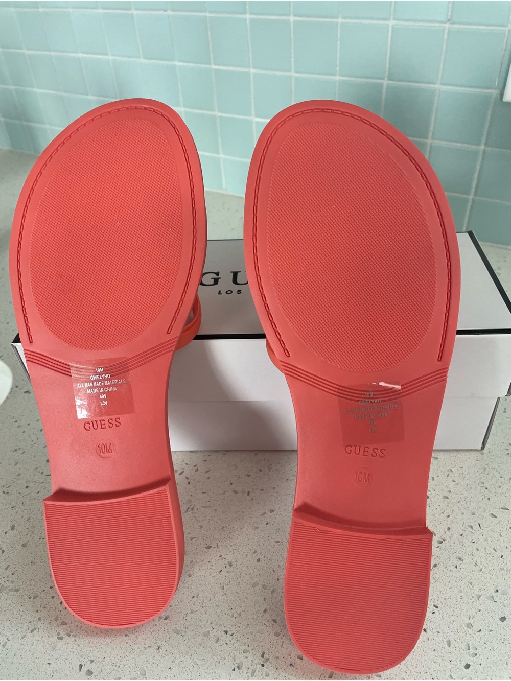 GUESS Coral-Red Jelly Slide Sandals for Women - Picture 3 of 4